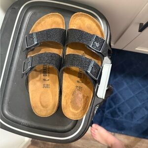Birkenstock Black Sandals with Contoured Footbed